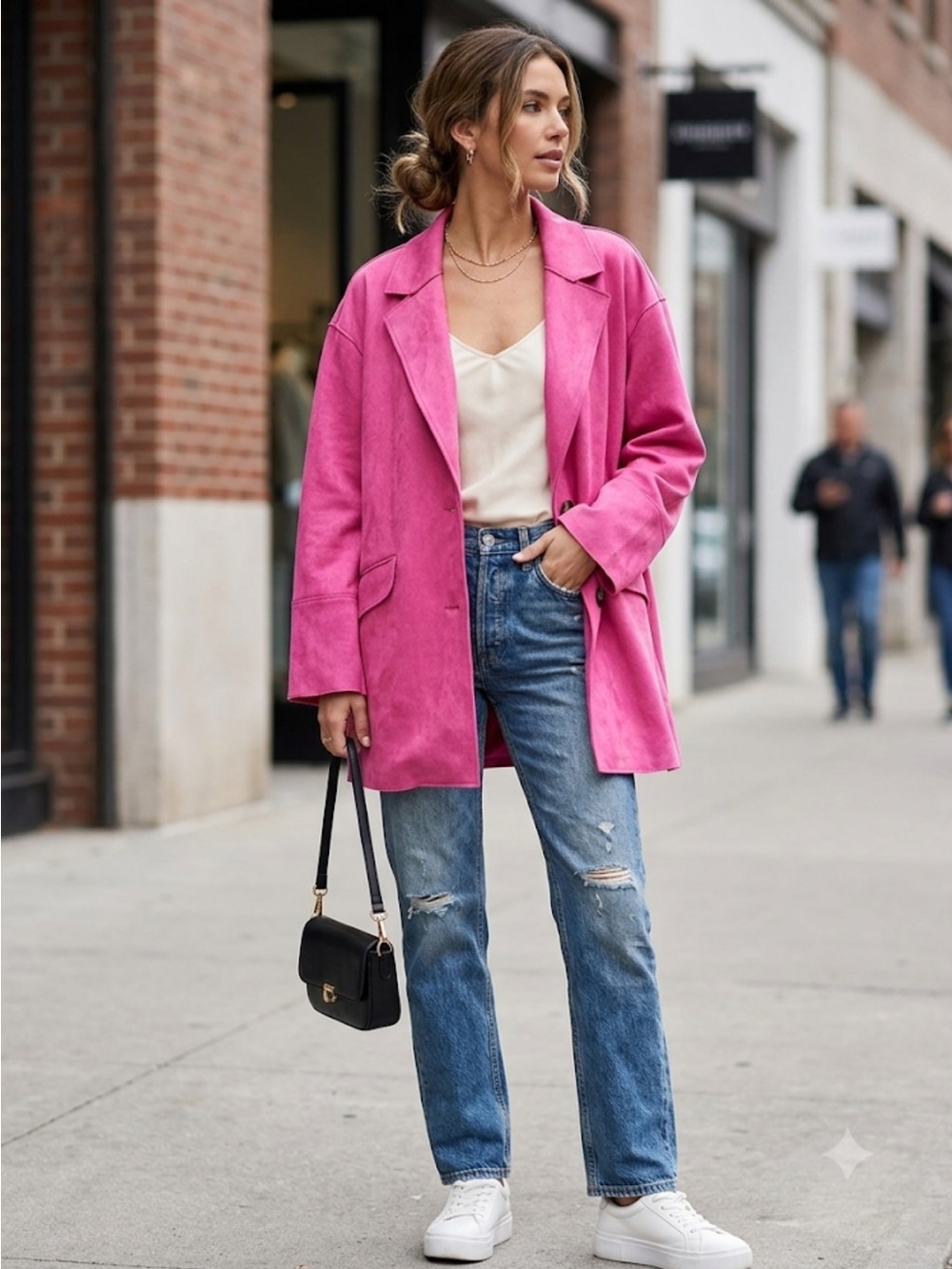 Fate Pink Suede-Look Blazer Jacket NWT